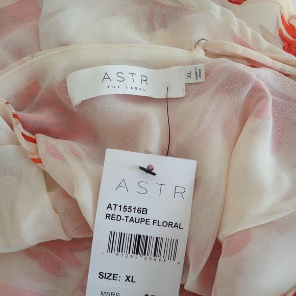 ASTR the Label Nordstrom Floral Peplum Tank Top Strappy Back Cami Red Size XL - Picture 6 of 6